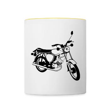 simson s51 Moped Legende DDR Osten Illustration - Tasse zweifarbig - Weiß/Gelb - Vorne