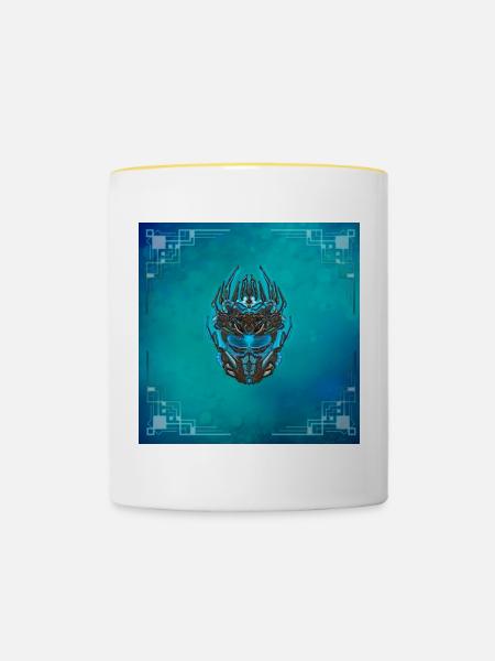 Tolle Cyberpunk Maske - Tasse zweifarbig - Weiß/Gelb