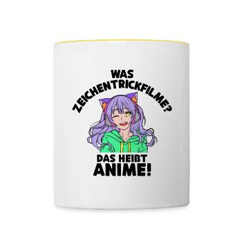 Anime Statement Zeichentrick Animation Comic Manga - Tasse zweifarbig - Weiß/Gelb - Vorne