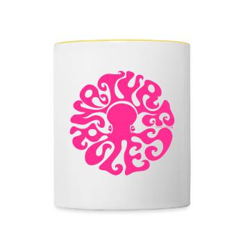 NATURE RULES! psychedelic octopus sixties magenta - Tasse zweifarbig - Weiß/Gelb - Vorne