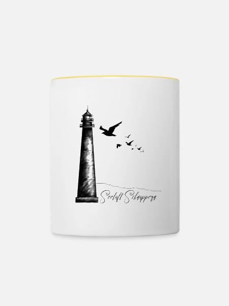 Leuchtturm – Seeluft Schnuppern - Tasse zweifarbig - Weiß/Gelb
