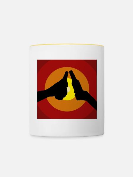 Becher Toast am Sonnenuntergang - Tasse zweifarbig - Weiß/Gelb