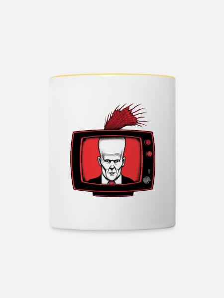 Fernseher 01 - Tasse zweifarbig - Weiß/Gelb