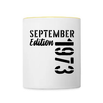 53. Geburtstag September 1973 - 53 Jahre alt - Tasse zweifarbig - Weiß/Gelb - Vorne