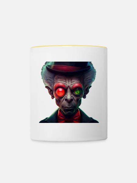 Funky Alien 04 - Tasse zweifarbig - Weiß/Gelb