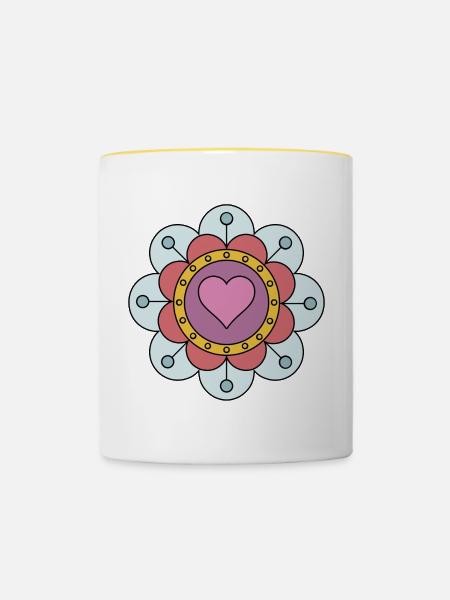 Niedliche Funky Hippie Boho Blume - Tasse zweifarbig - Weiß/Gelb