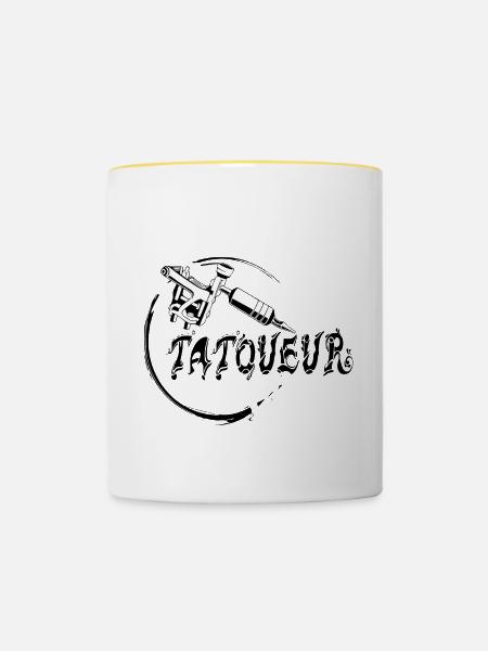 Tätowierer - Tasse zweifarbig - Weiß/Gelb