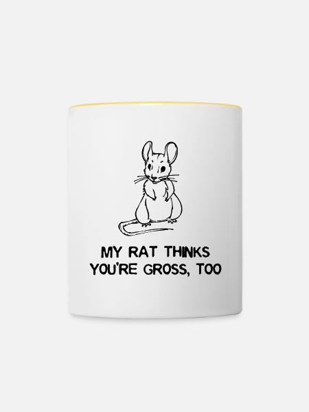 Ratte Statement Haustiere Tiere Heimtier - Tasse zweifarbig - Weiß/Gelb
