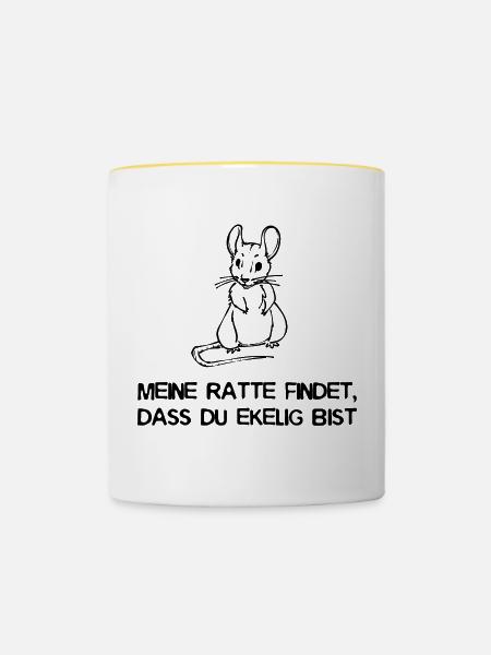 Ratte Statement Haustiere Heimtier Tiere - Tasse zweifarbig - Weiß/Gelb