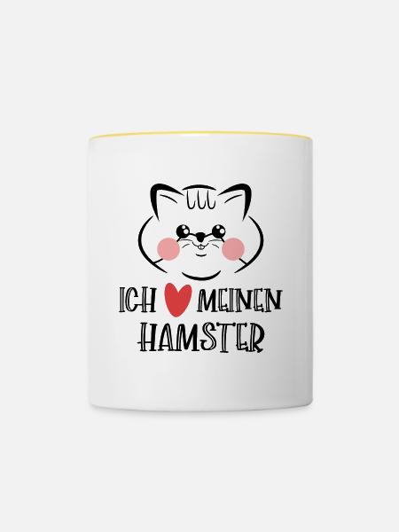 Hamster Herz Statement Lieblingstier Haustiere - Tasse zweifarbig - Weiß/Gelb