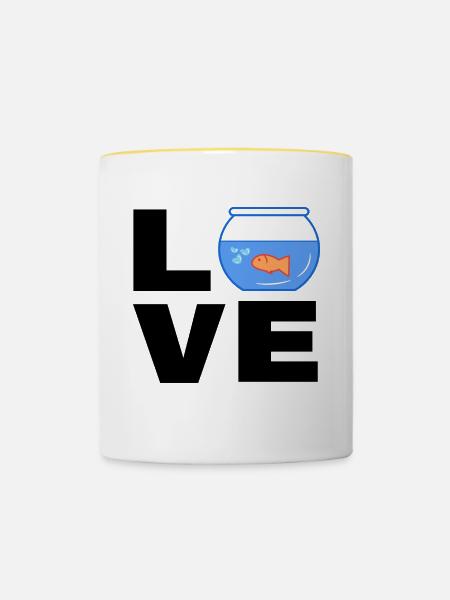 Haustiere Goldfisch Aquarium Statement Heimtier - Tasse zweifarbig - Weiß/Gelb