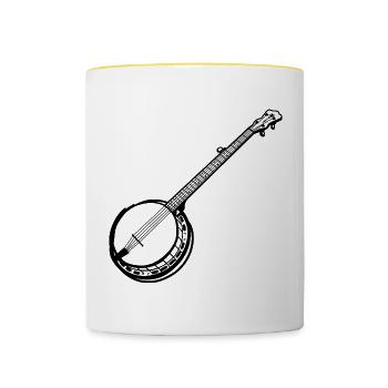 Banjo Sketch - Contrasting Mug - white/yellow - Front