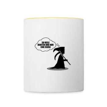 SENSENMANN - SENSE - REAPER - HALLOWEEN - Tasse zweifarbig - Weiß/Gelb - Vorne