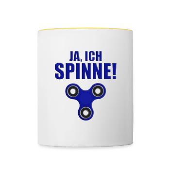 JA, ICH SPINNE! - SPINNER - FIDGET TOY - SPIELZEUG - Tasse zweifarbig - Weiß/Gelb - Vorne