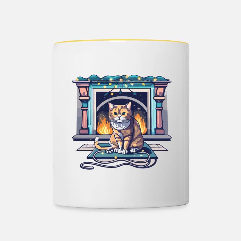 Kamin - Tasse zweifarbig - Weiß/Gelb