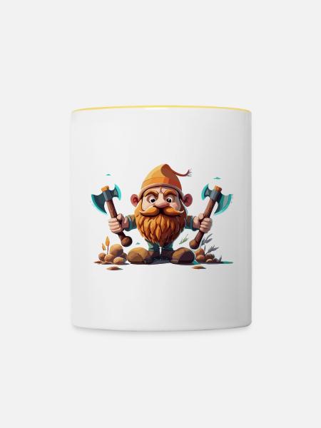 Gartenzwerg - Tasse zweifarbig - Weiß/Gelb