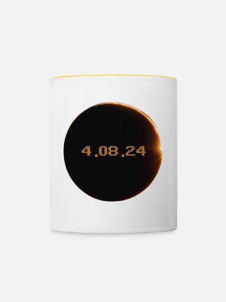 Sonnenfinsternis 2024 - Tasse zweifarbig - Weiß/Gelb