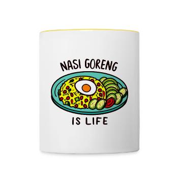 Le nasi goreng c'est la vie ! - Mug contrasté - blanc/jaune - Devant