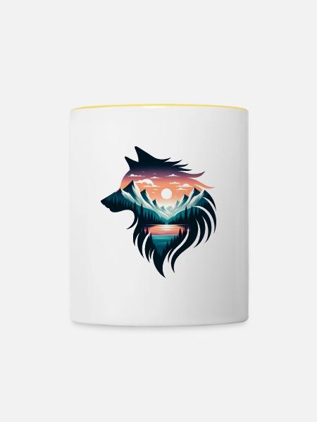 Wolfsgestalt - Tasse zweifarbig - Weiß/Gelb