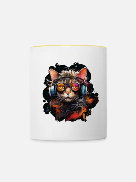 The Gamer Cat - Tasse zweifarbig - Weiß/Gelb