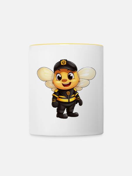 Bienen Polizei - Tasse zweifarbig - Weiß/Gelb
