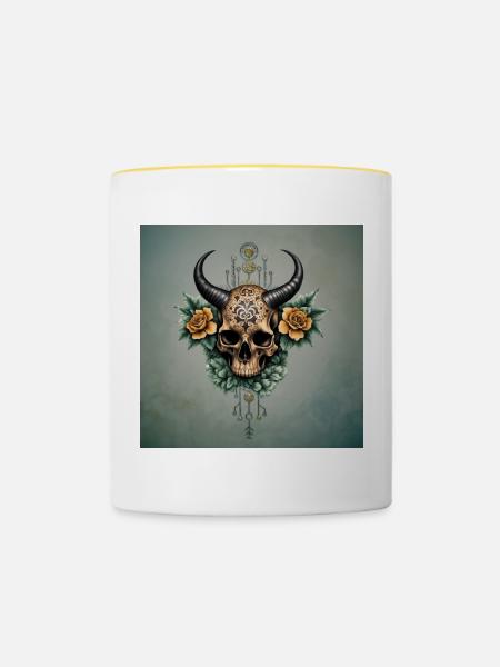Toller Schädel. - Tasse zweifarbig - Weiß/Gelb