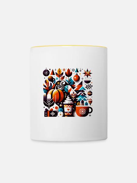 Weihnachtsmarkt - Tasse zweifarbig - Weiß/Gelb