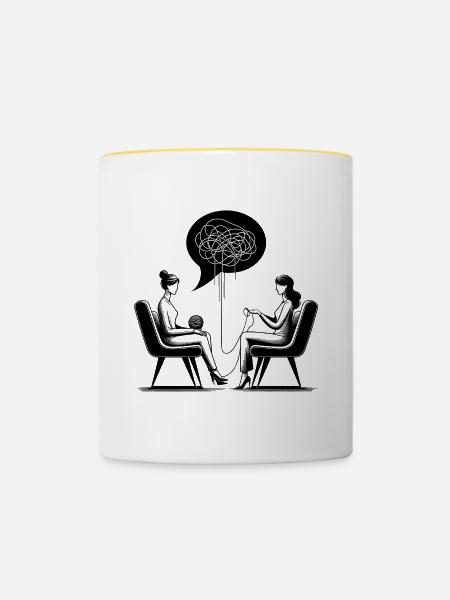 psychotherapie - Tasse zweifarbig - Weiß/Gelb
