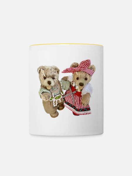Josefine + Finn Tracht - Tasse zweifarbig - Weiß/Gelb