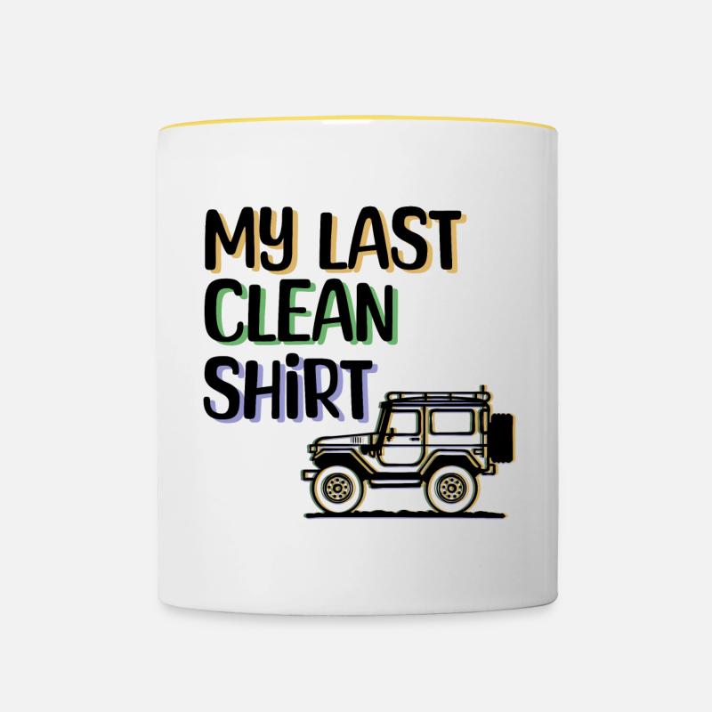 Camping, Déclaration, Camping, Nature, Détente, Vacances - Mug contrasté - blanc/jaune