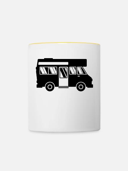 Camper Camping Wohnmobil Wanderer Campingplatz - Tasse zweifarbig - Weiß/Gelb
