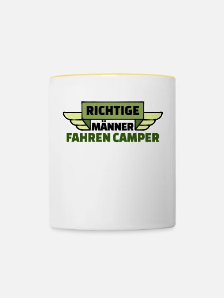 Wanderer Camping Camper Wohnwagen Statement - Tasse zweifarbig - Weiß/Gelb