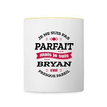 BRYAN PARFAIT - PRENOM BRYAN - Mug contrasté - blanc/jaune - Devant