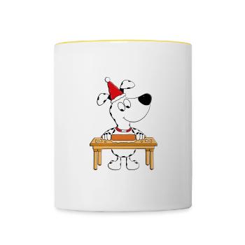 KEKSE - BACKEN - WEIHNACHTEN - HUND - TIERISCH - Tasse zweifarbig - Weiß/Gelb - Vorne