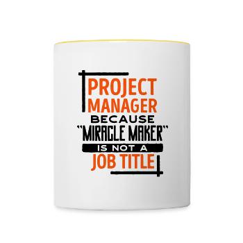 Job Manager Statement Projektmanager Erfolg - Tasse zweifarbig - Weiß/Gelb - Vorne