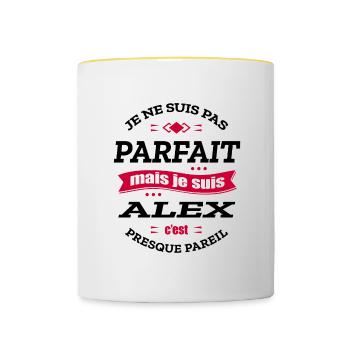 ALEX PARFAIT - PRENOM ALEX - Mug contrasté - blanc/jaune - Devant