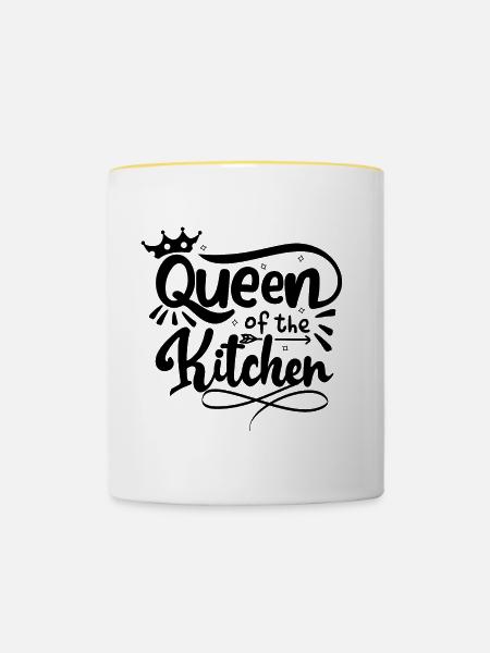 Queen of the Kitchen - Tasse zweifarbig - Weiß/Gelb