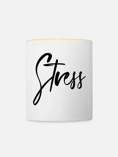 Stress - Tasse zweifarbig - Weiß/Gelb