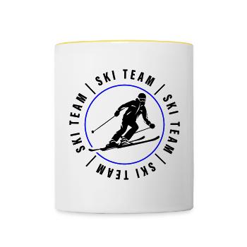 Ski Team Verein Skiing Mann - Tasse zweifarbig - Weiß/Gelb - Vorne