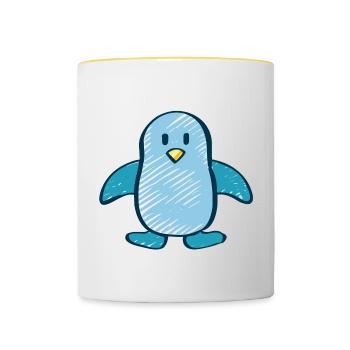 Pinguin - Tasse zweifarbig - Weiß/Gelb - Vorne