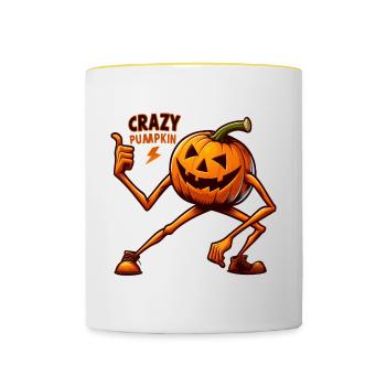 Légumes fous : Poseur de citrouille - Mug contrasté - blanc/jaune - Devant