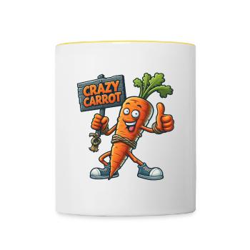 Crazy Veggies: Carrot With Shield Thumbs Up - Tasse zweifarbig - Weiß/Gelb - Vorne