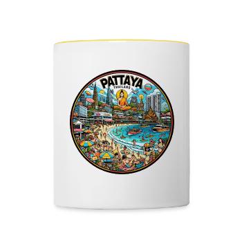 Pattaya Stadt Thailand Design - Tasse zweifarbig - Weiß/Gelb - Vorne