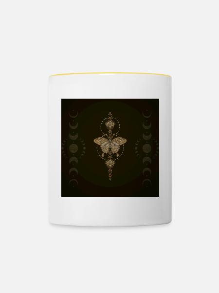 Die Eleganz des Schmetterlings. - Tasse zweifarbig - Weiß/Gelb