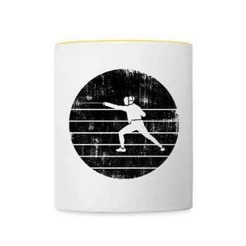 Fechter Skizze - Tasse zweifarbig - Weiß/Gelb - Vorne