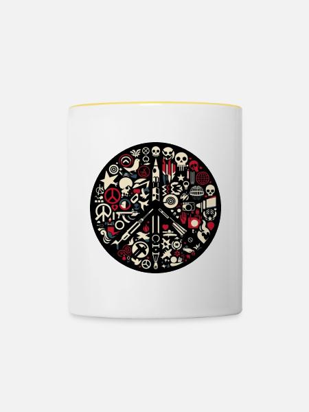Antikrieg - Tasse zweifarbig - Weiß/Gelb