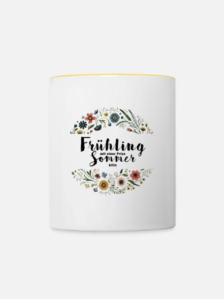 Frühling mit einer Prise Sommer, bitte! - Tasse zweifarbig - Weiß/Gelb