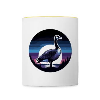 Wunderschöner kanadischer Gans Vintage Sonnenuntergang - Tasse zweifarbig - Weiß/Gelb - Vorne