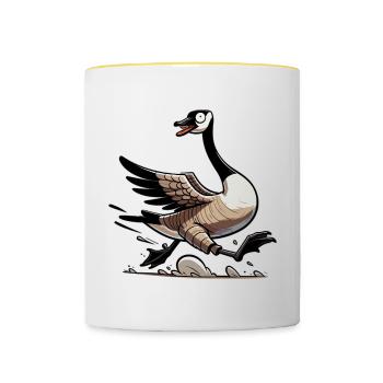 Lustiges kanadisches Gans-Meme - Tasse zweifarbig - Weiß/Gelb - Vorne