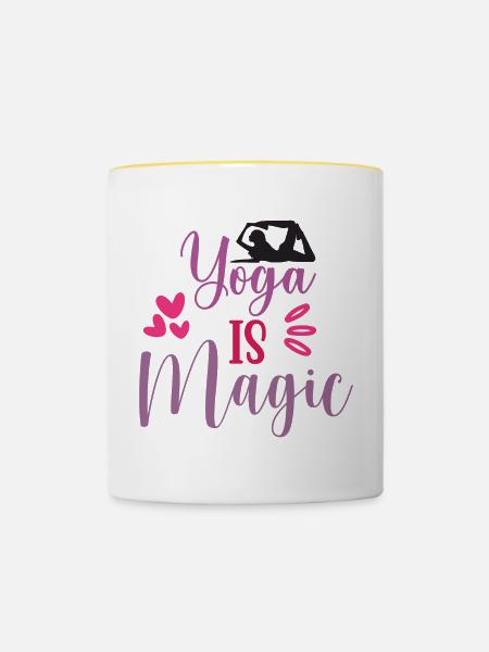 Yoga ist Magie - Tasse zweifarbig - Weiß/Gelb